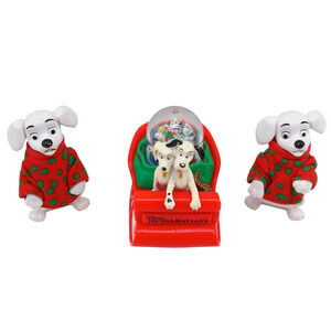Disney 101 Dalmatians Sled W/ Snow Globe 2 Dogs Sweater McDonald's Figure Toys